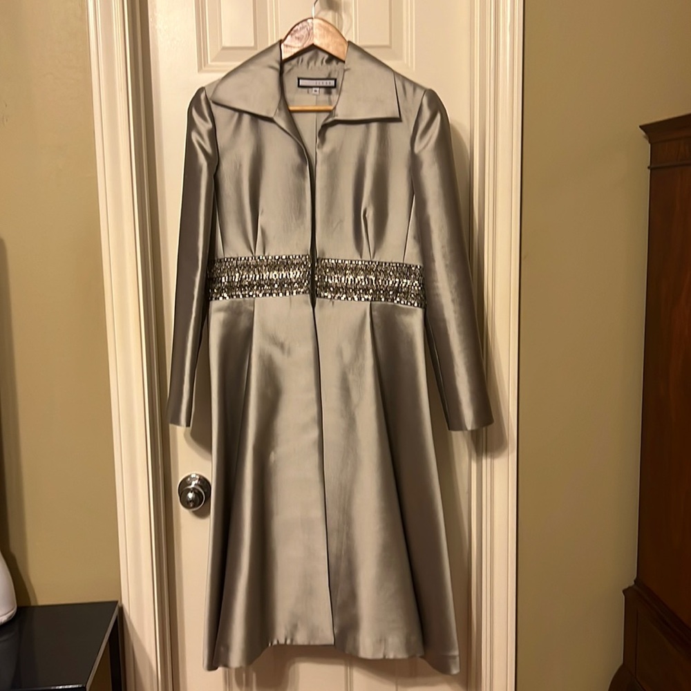 Lela Rose silver silk jacket